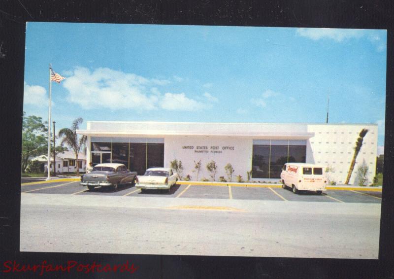 PALMETTO FLORIDA U.S. POST OFFICE VINTAGE CARS OLD POSTCARD