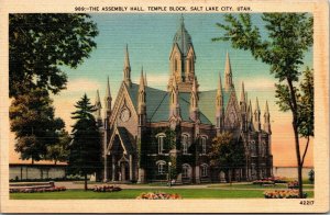 Vintage Assembly Hall Temple Block Salt Lake City Utah UT Postcard