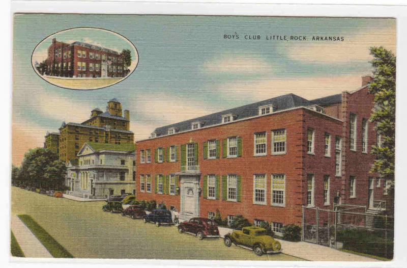 Boy's Club Cars Little Rock Arkansas linen postcard