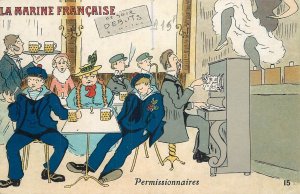 French army military humor comic caricature bar permission leave lady elegance