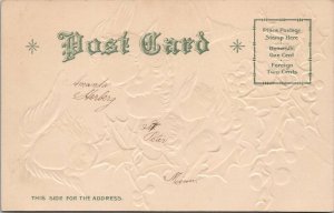 Christmas Angel Children Bell Hollyberry c1906 Postcard N22