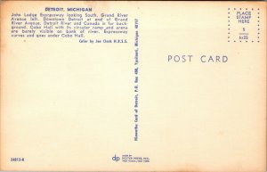 Vtg 1960s John Lodge Expressway looking South Detroit Michigan MI Postcard