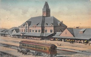Union Railroad Depot, Pueblo, Colorado 1911 Blanca, CO Hand-Colored Postcard