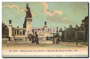 Postcard Old Lyon Entree the Tete Park Gold and Monument Children Rhone
