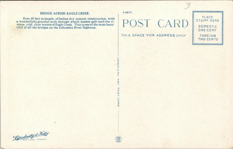 Vtg 1920s Eagle Creek and Highway Bridge Columbia River Highway OR Postcard