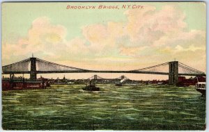 c1900s Manhattan NYC, NY Brooklyn Bridge PC Steamboats Ferry Packet Steamer A323