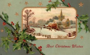 Vintage Postcard 1910's Best Christmas Wishes Special Holiday Season's Greetings