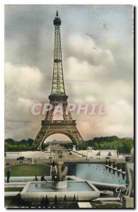 Old Postcard Paris and Wonders The Eiffel Tower seen from the Trocadero gardens