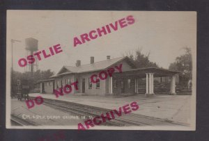 Calmar IOWA RPPC 1921 DEPOT Train Station C.M. & ST. P. R.R. nr Decorah Ossian