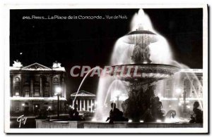 Old Postcard Paris Place De La Concorde Night View