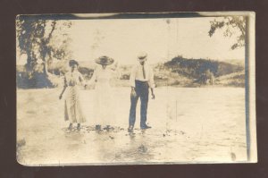 RPPC HEBRON NEBRASKA TWO WOMEN MAN MCCLANAHAN REAL PHOTO POSTCARD