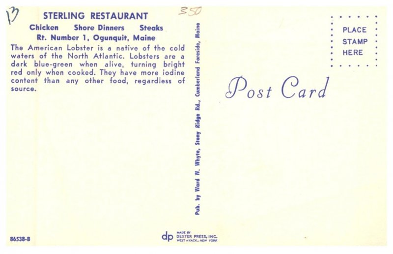 Maine Ogunquit , Sterling Restaurant