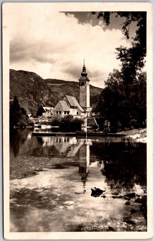 Cerkev Janeza Ob Bihinjskem Jezeru Innsbruck Austria Real Photo RPPC Postcard