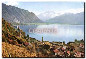 Modern Postcard Montreux Church and Dents du Midi