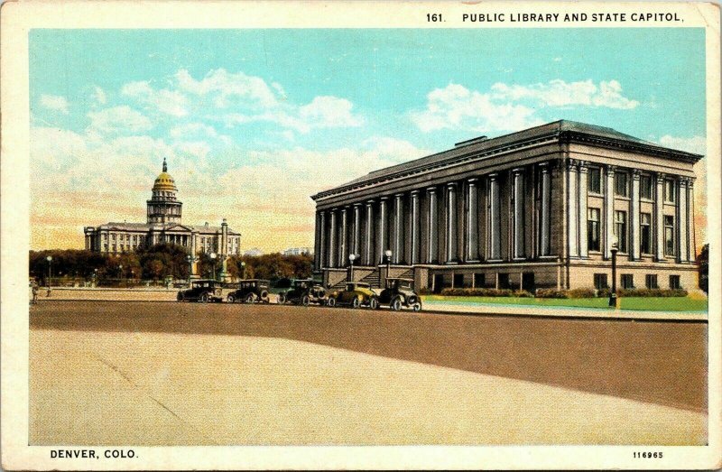 Public Library State Capitol Denver Colorado CO WB Postcard VTG UNP Vintage 