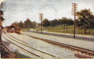 J66/ Joliet Illinois Postcard c1910 Entrance Dellwood Park Trolley Depot  350