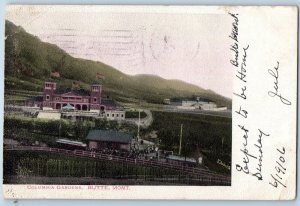 Butte Montana MT Postcard Columbia Gardens Mansion Mountain Scene 1906 Antique