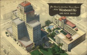 Phoenix AZ Westward Ho Hotel Linen Art Deco Postcard