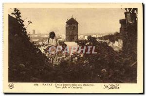 Old Postcard Two Girls Rabat Oudayas Folklore