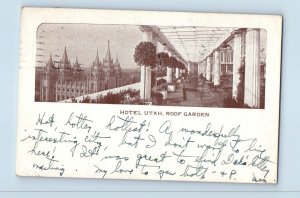 Salt Lake City Utah Postcard Hotel Utah Roof Garden 1927 Vintage Antique Posted