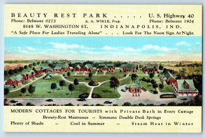 Indianapolis Indiana IN Postcard Beauty Rest Park  Aerial View Advertising 1940