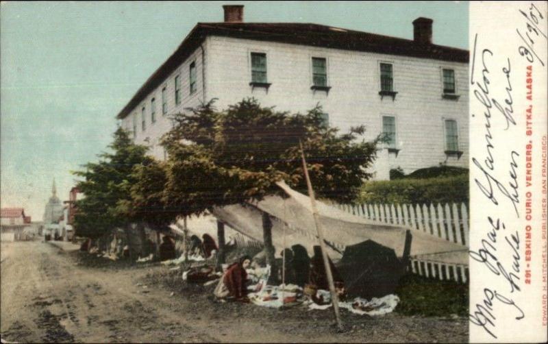 Sitka AK Eskimo Curio Venders c1905 Postcard