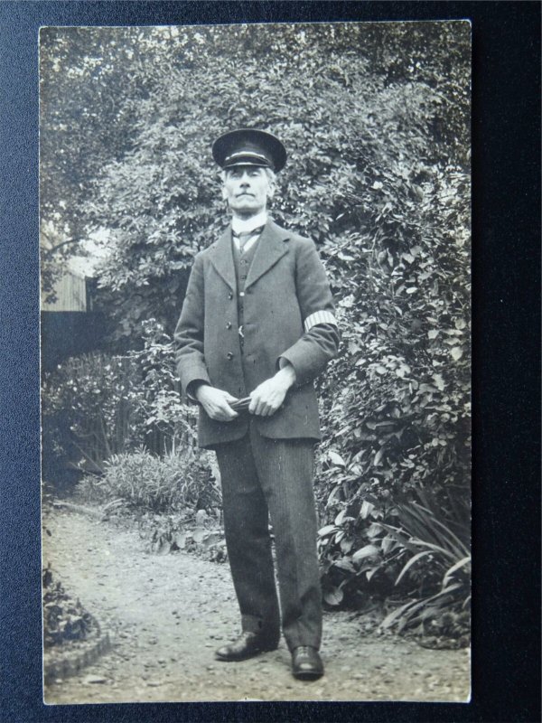 Portrait of UNIFORMED GENT with Stripped DUTY BAND on Left Arm c1910 RP Postcard