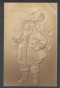 Ca 1906 PPC* Xmas Greetings W/Santa In Gold Tinsel Embossed Used Not Posted