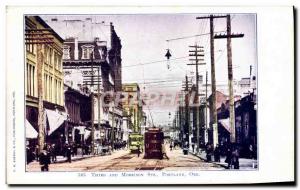 Postcard Old Third and Morrison Sts Portland Ore Tramway