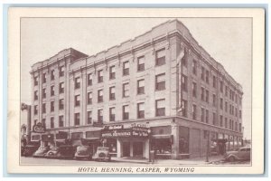 c1910's Hotel Henning Building Cafe Cars Street View Casper Wyoming WY Postcard