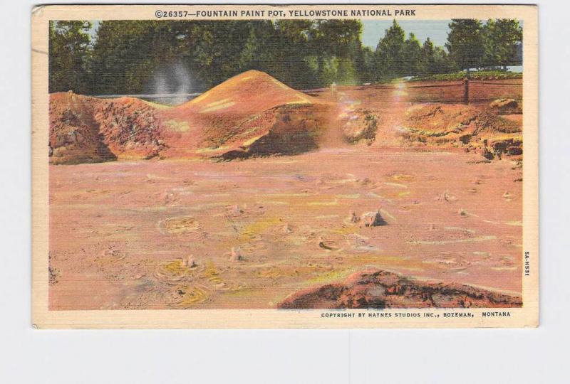 VINTAGE POSTCARD NATIONAL STATE PARK YELLOWSTONE FOUNTAIN PAINT POT #2