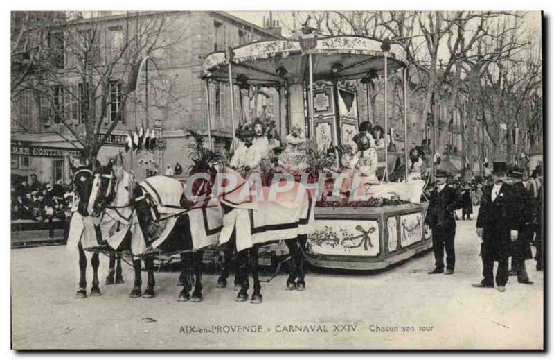 Old Postcard Fete Foraine Aix en Provence Carnival Each turn