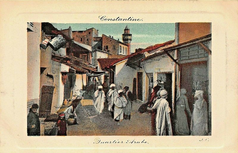 CONSTATINE ALGERIA AFRICA~QUARTIER ARABE~TINTED LL PHOTO POSTCARD