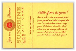 Sunshine Credit Card Arizona Development Board Advertising UNP Postcard M20