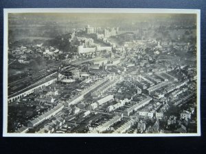 Berkshire WINDSOR Aerial View shows CASTLE TOWN & GAS WORKS - Old RP Postcard