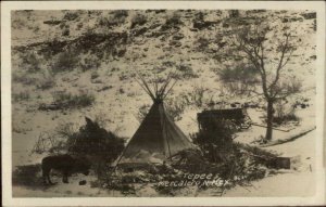 Mescalero NM Otero County Tepee & Wagon c1910 Real Photo Postcard