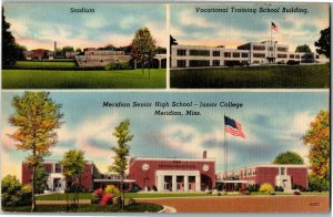 Multi View, Stadium, Vocational Training High School Meridian MS Postcard R34