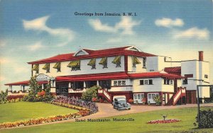 MANDEVILLE, Jamaica   HOTEL MANCHESTER  Roadside   ca1940's Linen Postcard