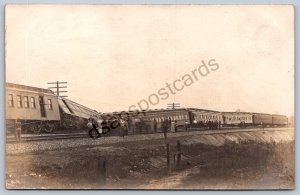 K49/ Ravenna Ohio RPPC Postcard c10 Annevar Mills Railroad Wreck Disaster 138