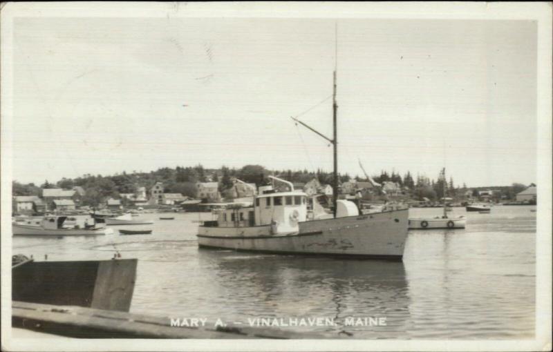 Vinalhaven ME Lobster Boat Mary A 1955 Used Real Photo Postcard