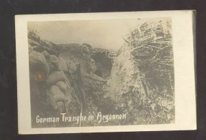 RPPC WWI BATTLE ACTION GERMAN TRANGHE IN ARGONNEN REAL PHOTO POSTCARD