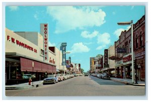 Looking South Ryan Street Sears Woolworth's Stores Cars Lake Charles LA Postcard