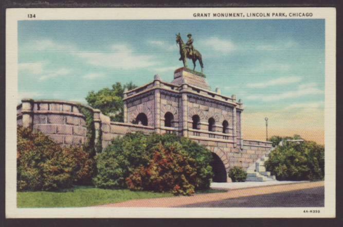 Grant Monument,Lincoln Park,Chicago IL Postcard 
