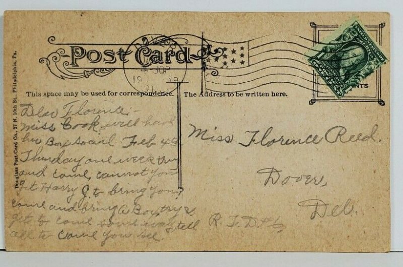 The Old Story Couple Kissing Romance c1919 Dover Delaware Postcard O13