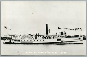 SHIP FAWN ST.JOHN RIVER CANADA VINTAGE REAL PHOTO POSTCARD RPPC