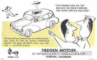 Tiedgen Motors 1959 light postal marking on front