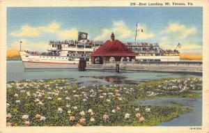 Mount Vernon Virginia~Wilson Line Ship @ Boat Landing~People on Decks~1941 Pc