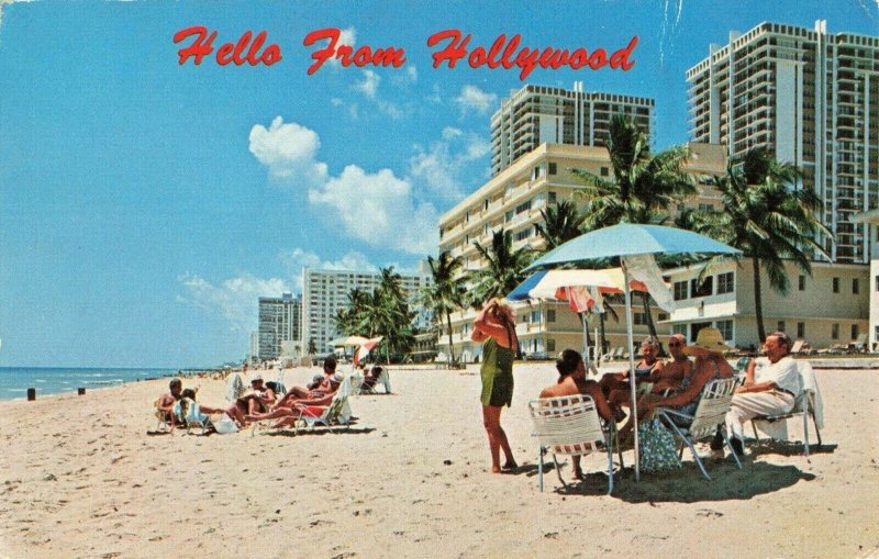 Postcard White Sandy Beach Hollywood by the Sea Florida