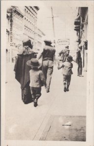 RPPC Postcard Amish People in City #2