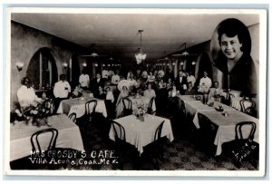 c1920's Mrs. Crosby's Cafe Interior Staff Villa Acuna Mexico RPPC Photo Postcard